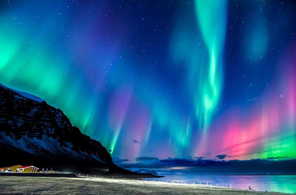 Colorful northern light in Iceland. One of the 50th birthday trip ideas