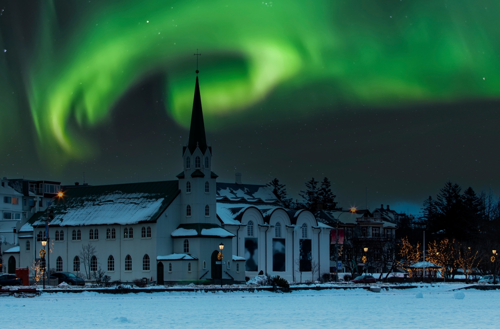 Reykjavik northen light in the town one of the 40th birthday vacation ideas