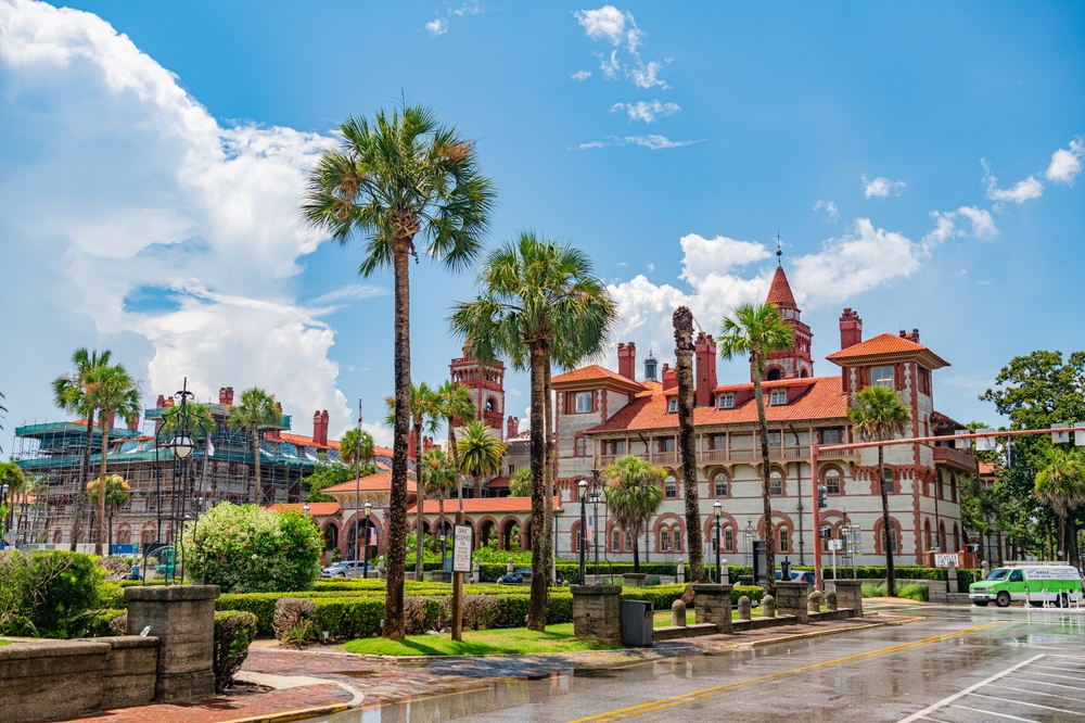 Ancient buildings with Spanish architecture. downtown in St. Augustine the oldest European town in America