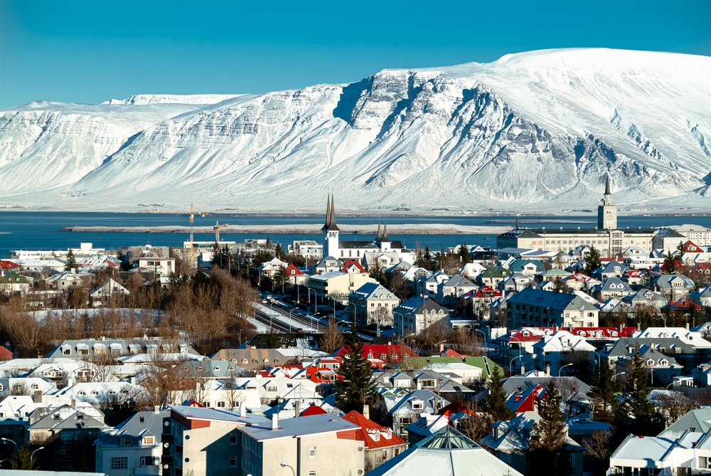 Reykjavik, capital city of Iceland, at winter. One of the places to go in Europe in winter