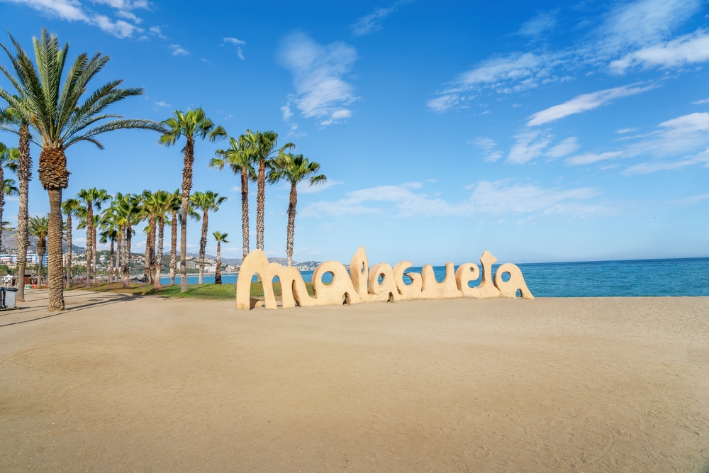 Malagueta Beach Sign - Malaga, Andalusia, Spain