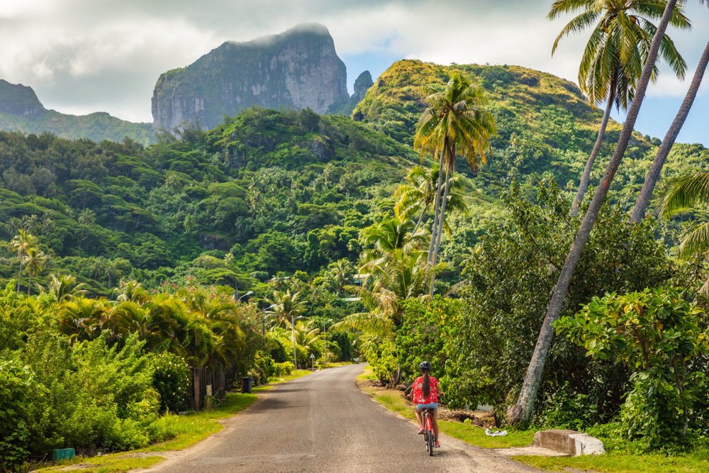 Woman riding a bike on a