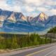 highway with mountain view icefields parkway