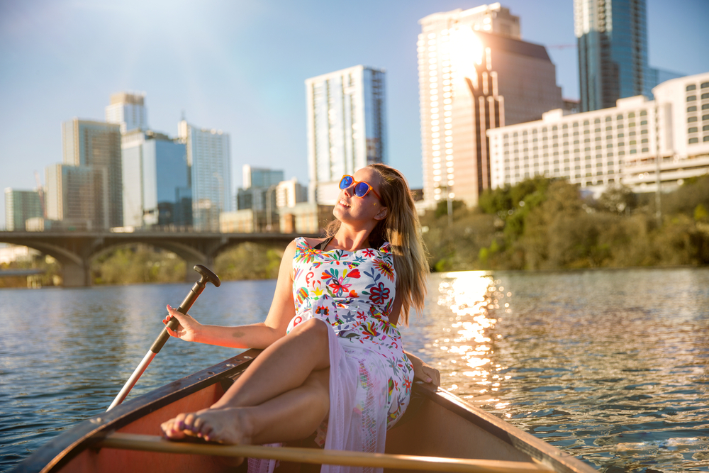 Women on boat in Austin Texas article is about article is about Austin outfits