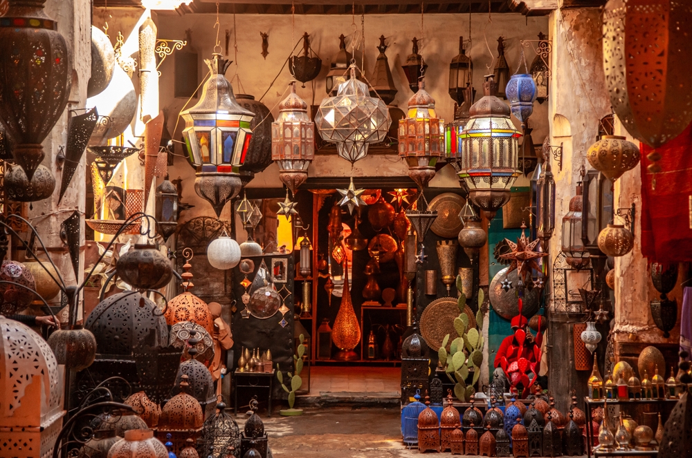 traditional lamp store in a market