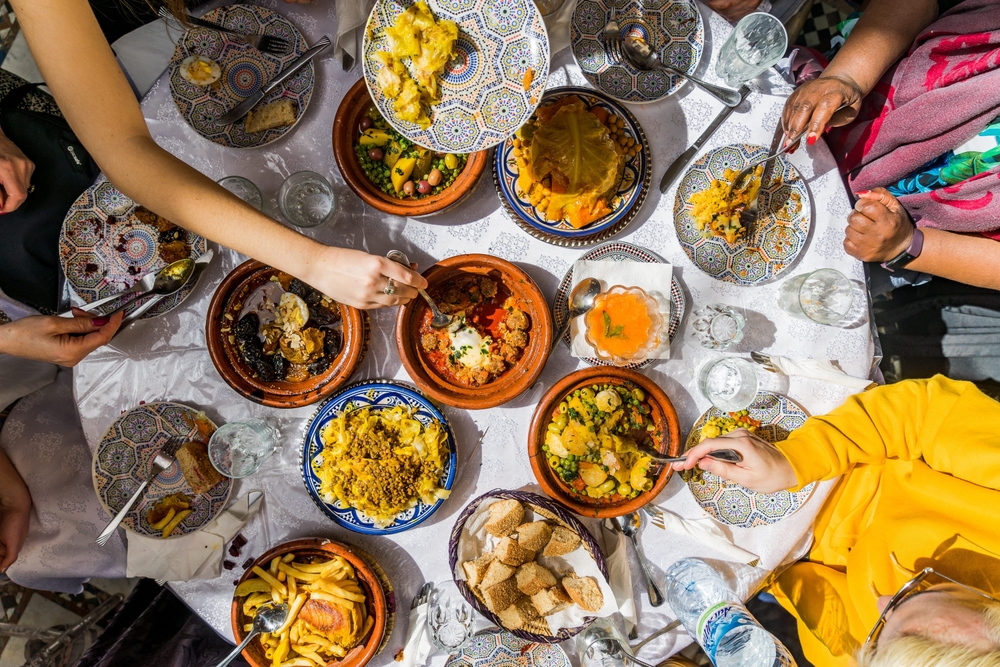 dishes served on a table traveling to morocco