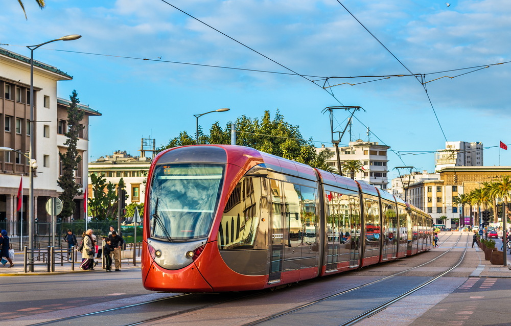 tram in a city traveling to morocco