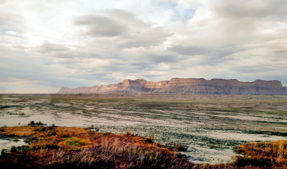 Near the Colorado Utah border, seen from the Amtrak California Zephyr train. The article is about train trips in the USA