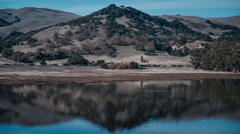 Lake view in Coronado Mountain Region from Train Window View, Amtrak train line - California Zephyr,