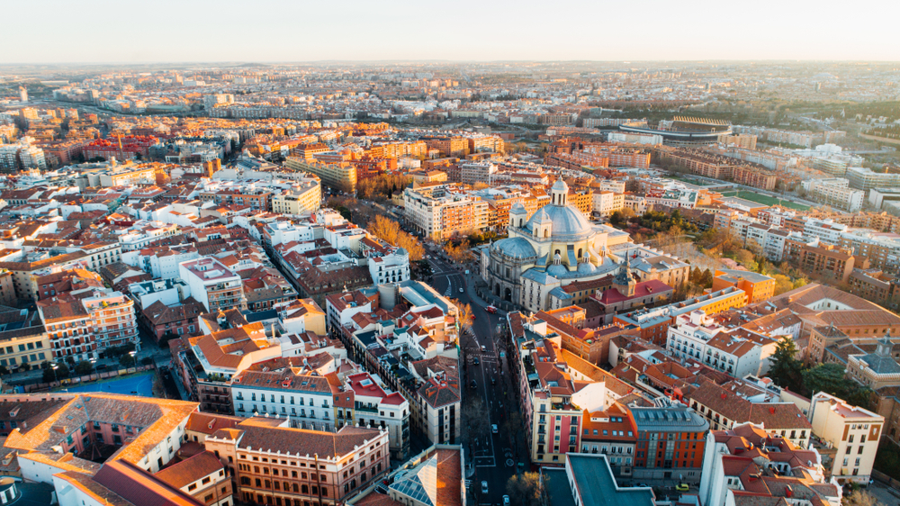 aerial view of colorful spanish town things to do in madrid