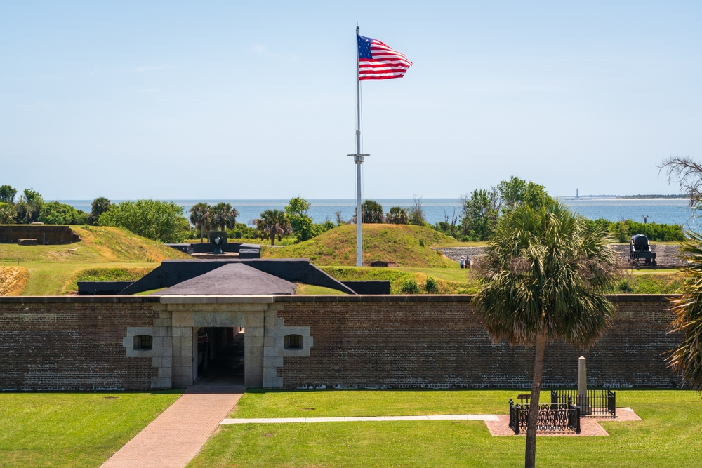 Fort Moultrie, small fortifications and ammunitions bunkers that run along the coast of Sullivan's Island, South Carolina
