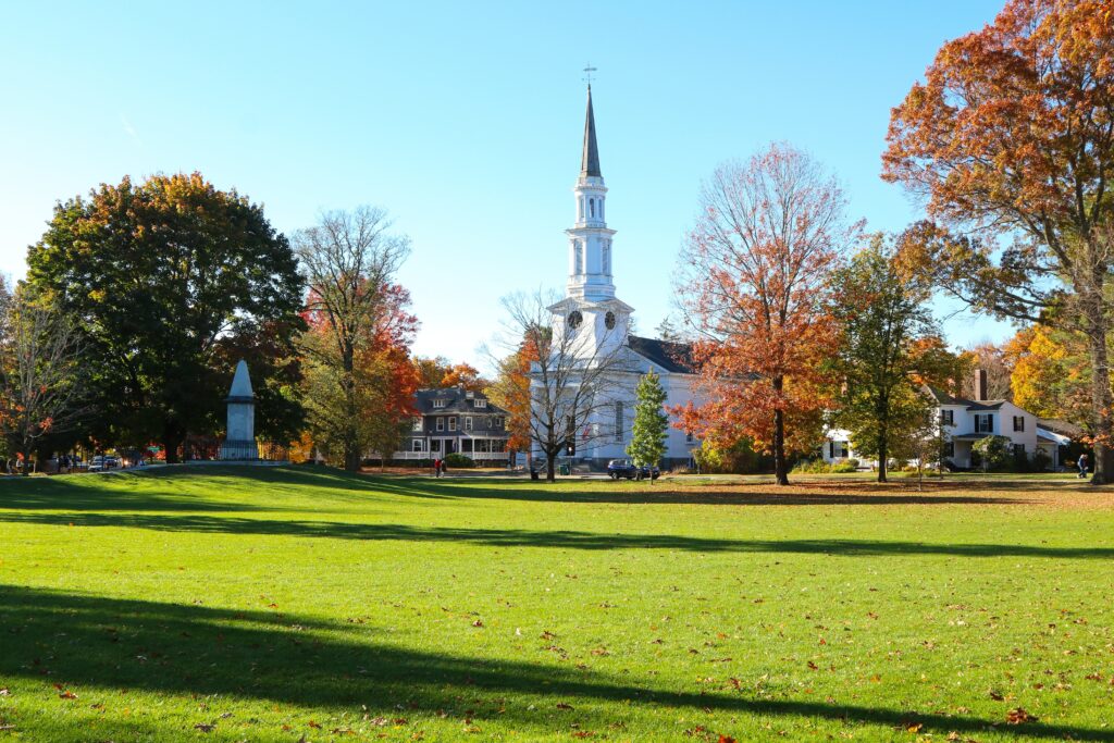 American Revolution Battle Green Common and Revolution War Monument, Lexington, MA