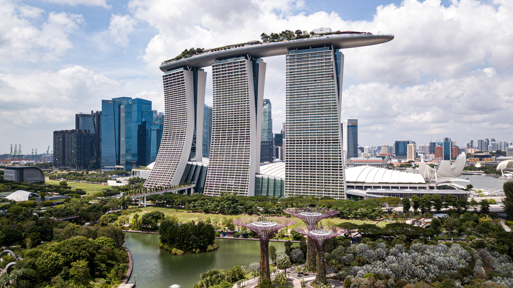 View of Gardens by the Bay and Marina Bay Sands in Singapore
