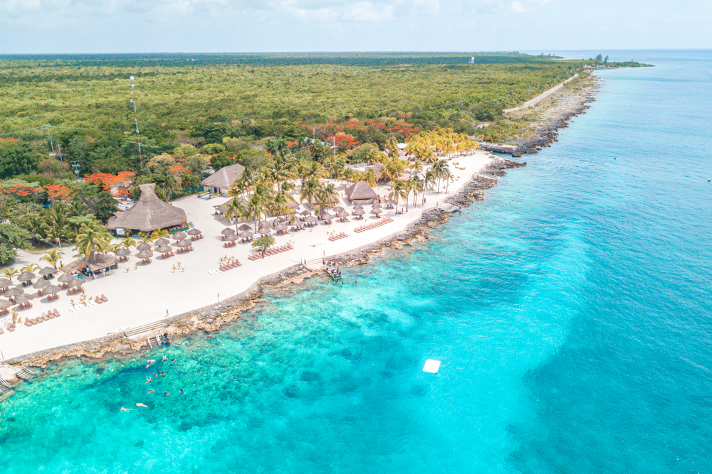 aerial view of the island beach cozumel travel tips