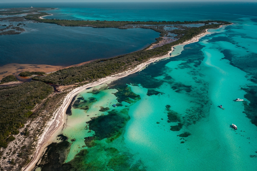 aerial view of cozumel island