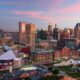aerial view of a harbourside town baltimore inner harbour