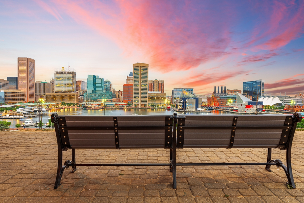 bench facing the harbour baltimore inner harbour
